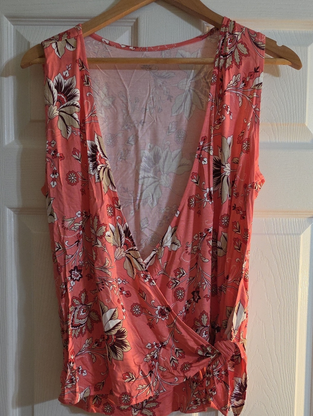 LOFT Coral Floral Wrap Camisole
